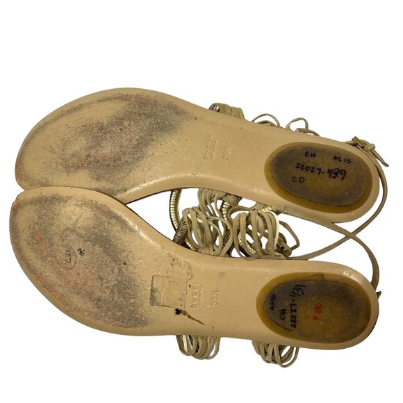 GUCCI Gold Gladiator Thong Ankle Strap Sandals 39.5 9.5 - Picture 8 of 9